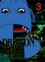 „DRAGON HEAD“, „MINETARO MOCHIZUKI“, rote Zahl „3“. Gezeichnetes blaues Gesicht mit deformierten Merkmalen., Buch