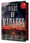 Titel: Night of Madness. Darunter: Ryan Douglass. Illustration: düstere Anstalt, roter Mond, stürmischer Himmel., Buch