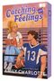 Titel: "Catching Feelings: A Varsity Novel". Illustration von Mädchen mit Buch und Junge im Sporttrikot.