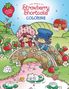 "The World of Strawberry Shortcake Coloring" steht oben. Zwei Kinder mit Hüten auf einer Brücke, umgeben von Erdbeeren.