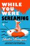 „While You Were Screaming“. Hand mit Cocktail im Rettungsring, Pfeil, Flammen im Hintergrund, lebhafte Farben., Buch