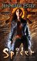 Text: Jennifer Estep, "Unbeatable entertainment!" -RT Book Reviews, An origin story of Ashland’s most feared assassin, The Spider: An Elemental Assassin Book. Eine Frau in Lederjacke steht vor einer orange beleuchteten Wand., Buch