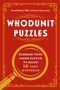 Titel: "WHODUNIT PUZZLES". Untertitel: "Summon Your Inner Sleuth to Solve 10 Cozy Mysteries". Roter Hintergrund mit Lupe., Buch