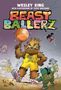 Titel "BEAST BALLERZ" in bunten, auffälligen Buchstaben. Ein zotteliges Monster im Basketball-Outfit dribbelt einen Ball., Buch