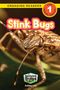 "Stink Bugs" in großer, bunter Schrift, Nahaufnahme einer Wanze, gelber Balken mit "Engaging Readers"., Buch