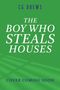 Ankündigungstext: CG DREWS. Titel: THE BOY WHO STEALS HOUSES. Hinweis: COVER COMING SOON. Hintergrund grün.