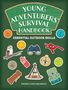 Text: "Young Adventurers' Survival Guide: Essential Outdoor Skills." Illustration von Outdoor-Symbolen wie Kompass, Fernglas., Buch