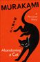 Text: MURAKAMI, A Personal Story, Abandoning a Cat. Schwarze Katze auf orange-rotem Hintergrund.