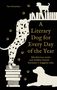 Titel: "A Literary Dog for Every Day of the Year". Untertitel: "Mischievous mutts and faithful friends - literature’s waggiest tales". Silhouetten von Hunden und Bücherstapel, Pfotenabdrücke., Buch