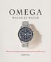 Text: "OMEGA WATCH BY WATCH. 150 years of timepiece perfection from the sea to the moon. CHRIS HALL." Eine silberne Uhr., Buch
