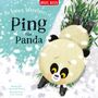 "The Snowy Adventures of Ping the Panda." Ein niedlicher Panda rutscht fröhlich auf einem schneebedeckten Hang., Buch