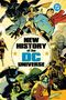 Text: "New History of the DC Universe." Illustration von Superhelden im Comicstil. Oben rechts DC-Logo., Buch