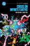 „CRISIS ON INFINITE EARTHS“, Autoren: Marv Wolfman, George Pérez. Comic-Illustration von Helden im Weltraum um eine zerbrechende Erde., Buch