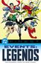 "EVENTS: LEGENDS. OSTRANDER | WEIN | BYRNE | KESEL." Illustration mit fliegenden Superhelden vor hellem Hintergrund., Buch