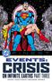 "EVENTS: CRISIS ON INFINITE EARTHS PART THREE" Superman hält trauernd Supergirl. Hintergrund mit vielen Figuren., Buch