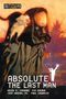 "Absolute Y: The Last Man" mit Autoren und Künstlern. Eine Affe sitzt auf einer gestalt in Gasmaske vor flammendem Hintergrund., Buch