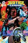 „JUSTICE LEAGUE UNLIMITED“ in großen Buchstaben. Helden in Kampfposen, lebhafte Farben und ein futuristisches Raumschiff., Buch