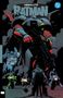 Text: "Absolute Batman". Illustration von Batman, mit riesigem Roboter und Figuren auf Motorrädern., Buch