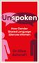 „Unspoken: How Gender Biased Language Silences Women.“ Dr Alice Ashcroft. Illustration: Zwei Figuren, Sprechblasen.
