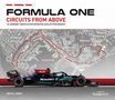 TEXT: "FORMULA ONE CIRCUITS FROM ABOVE" und "26 LEGENDARY TRACKS". Unten ein Rennwagen und eine Kartenansicht einer Rennstrecke.