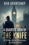 Text: "Ken Courtenay. A Quarter Turn of the Knife. A Sherlock Holmes Adventure." Silhouette von Sherlock Holmes, Big Ben im Hintergrund., Buch