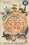 „A Short History of Ancient Rome“ von Pascal Hughes. Illustration mit Kolosseum, Helm, Schriftrolle, Kapitolinische Wölfin, Adler.