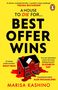 „A HOUSE TO DIE FOR... BEST OFFER WINS“. Gelbes Cover, rotes schmelzendes Haus, schwarzer Text, Pinguin-Logo., Buch