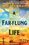 Text: "M.L. Stedman, A Far-Flung Life." Eindrückliche Landschaften mit Himmel und Landschaft, Windrad und Gebäude., Buch