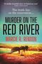 Text: "Cover to be revealed. Murder on the Red River. Marcie R. Rendon." Farbiges, unscharfes Landschaftsmotiv im Hintergrund., Buch