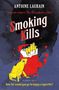 Titel: "Smoking Kills". Autor: Antoine Laurain. Illustration: Gelber Frosch, Zigarettenschachtel, rote und schwarze Farbflecken.