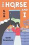 Buchtitel: "The Horse and I". Autor: Genki Kawamura. Eine Frau in der Küche umsorgt ein Pferd, das Geldscheine hält., Buch