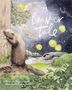 "A Beaver Tale" in weißer Schrift, darüber ein Biber an einem Baum. Eine Teichlandschaft mit Mond und Glühwürmchen., Buch