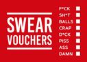 "Swear Vouchers" in großen Buchstaben. Liste von Schimpfwörtern mit Auswahlkästchen. Hintergrund ist rot.