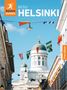 Text: "MINI HELSINKI", "ROUGH GUIDES", "Free eBook". Eine Innenstadtaufnahme mit Dom und bunten Fahnen., Buch