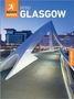 "MINI GLASGOW" und "Free eBook" sind in Großbuchstaben zu lesen. Ein moderner Brückenbogen bei Abenddämmerung., Buch