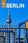 Text: "BERLIN", "ROUGH GUIDES", "Free eBook". Logo links, Fernsehturm an blauem Himmel, blaue Rohre, modernes Gebäude im Hintergrund., Buch