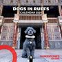 "Dogs in Ruffs Calendar 2026." Ein Hund mit Halskrause vor einer historischen Kulisse, unten "Shakespeare's Globe."