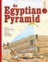 „An Egyptian Pyramid“. Illustration: Arbeiter bauen eine Pyramide, tragen Blöcke, verwenden Werkzeuge und Seile., Buch