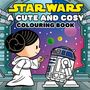 „Star Wars: A Cute and Cosy Colouring Book“. Illustration: Niedliches Mädchen zeigt fröhlich auf einen Roboter im Weltraum., Buch