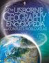 Text: "THE USBORNE GEOGRAPHY ENCYCLOPEDIA WITH COMPLETE WORLD ATLAS WITH INTERNET LINKS." Zeigt die Erde aus dem All., Buch