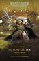 "Ein Warhammer The Horus Heresy Roman" in großer Schrift auf schwarzem Hintergrund, darunter "Umschlagbild in Arbeit"., Buch