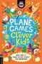 "PLANE GAMES for Clever Kids" ist in großen Buchstaben geschrieben. Bunte Illustrationen von Tieren in Flugzeugen.