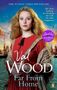 Text: "Far From Home", "Val Wood", "Cover to be revealed". Blauer Hintergrund, Pinguin-Logo unten.