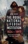 "Buchtitel: The Royal National Lifeboat Institution 1824–1897. Gemälde von Menschen in einem Sturm mit besorgten Gesichtern.", Buch
