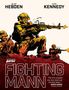 "Fighting Mann" in großer Schrift, Zitat von Garth Ennis. Illustration von Soldaten mit Gewehren in actionreicher Pose., Buch