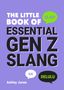 Text: "The Little Book of Essential Gen Z Slang", "SLAY!", "ICK", "DELULU", "Ashley Jones". Lila Hintergrund, Sprechblasen., Buch
