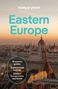 "Lonely Planet", "Eastern Europe", "18 country guides", "Explore local cuisines", "Eastern Europe trains explained." Skyline mit Fluss.