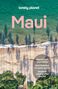 Text: "Maui", "How to visit responsibly", "Best beaches for water sports", "Guide to Lahaina after the fire". Ansicht von Strand und Meer., Buch