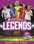 „FOOTBALL LEGENDS WOMENS 2027“ oben, Stadion unten, sechs weibliche Fußballer in Actionposen vorne.
