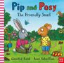"Pip and Posy: The Friendly Snail" zeigt eine Illustration eines Hasen und einer Maus im Garten mit einer Schnecke., Buch